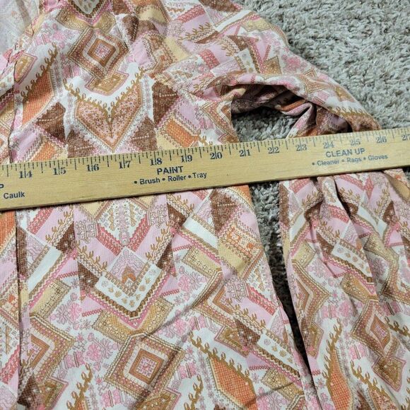 J Jill Top Womens Medium Blouse Button Up Lightweight Geometric V-Neck Long Slv - Picture 3 of 8